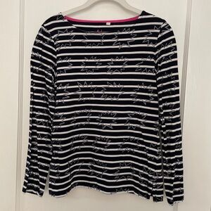 Boden Navy and White Striped Long Sleeve Top US 6